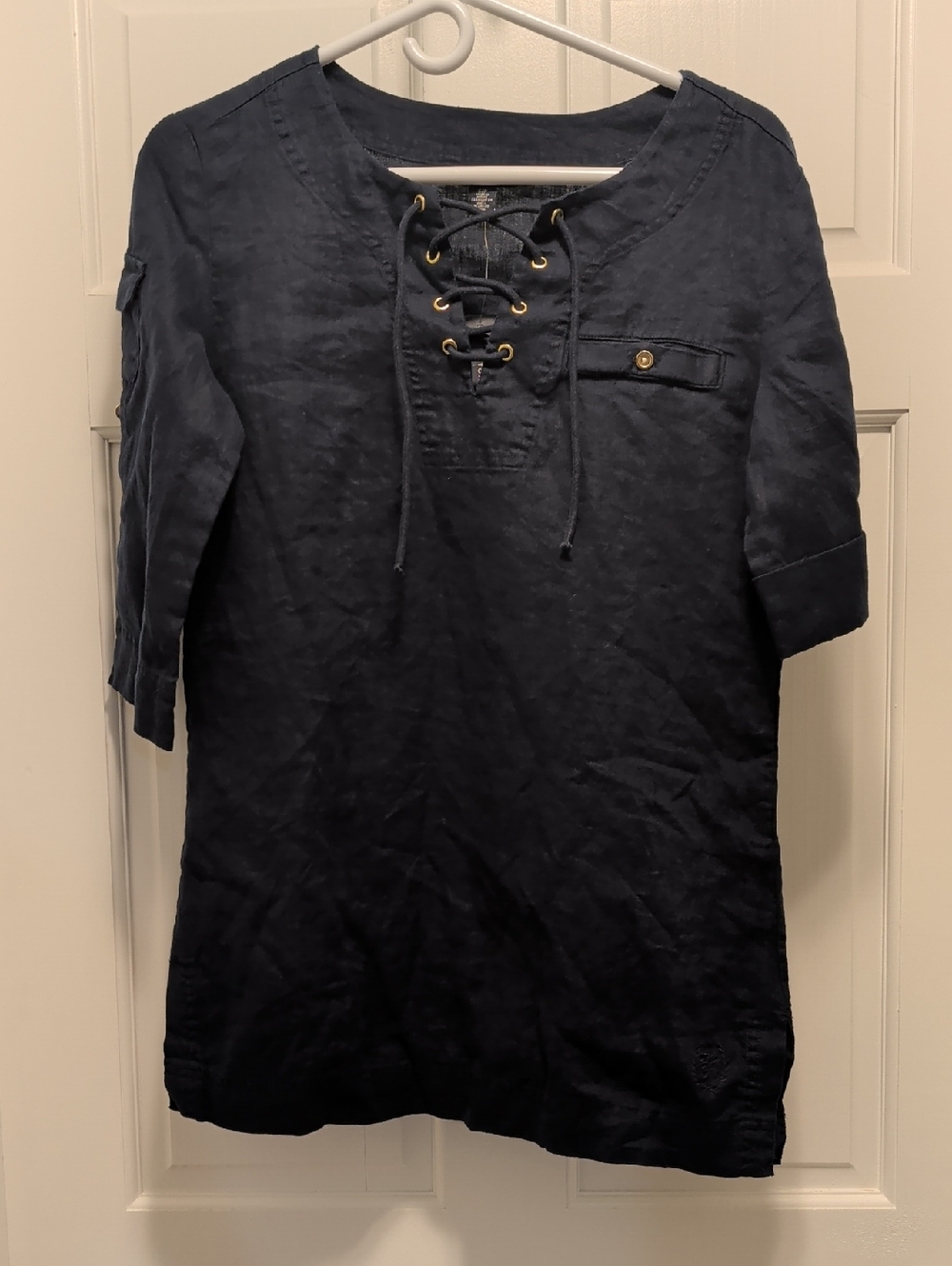 Tommy Hilfiger Navy Lace-Up Tunic Top